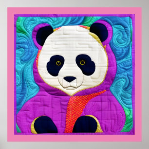 Adorable Little Panda - Quilt-Like Design Poster