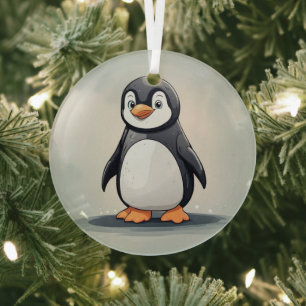 Adorable little penguin glass tree decoration