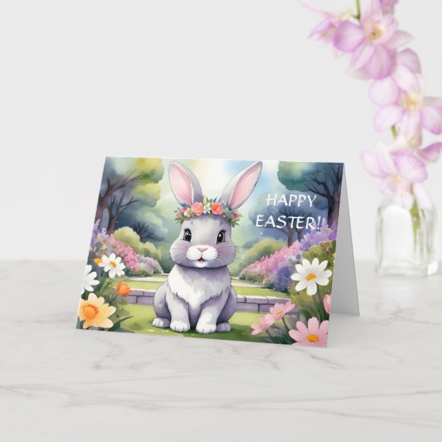 Adorable little rabbit, Easter Card (Orchid)