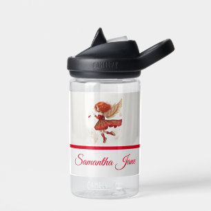 Adorable Little Red Fairy Gold Wings Fantasy Art Water Bottle