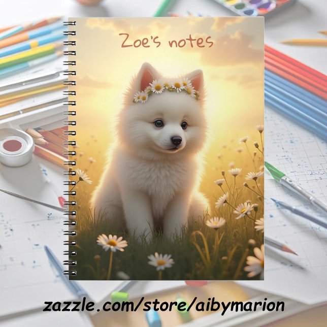 Adorable little, white Spitz puppy  Notebook (Creator Uploaded)