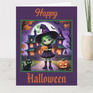 Adorable Little Witch Halloween Card