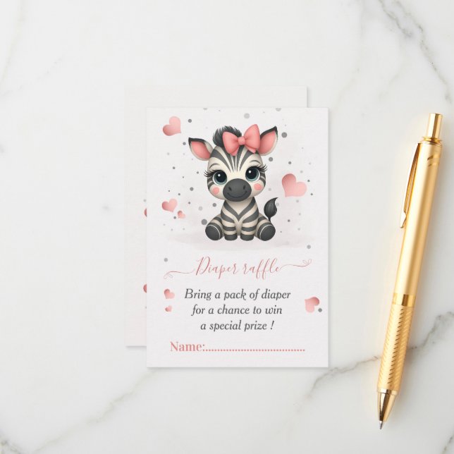 Adorable little zebra baby girl enclosure card (Front/Back In Situ)