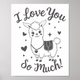Adorable Llama Valentine Shirt Cute Retro Hearts S Poster