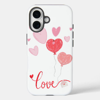 Adorable Love Balloons & Hearts – Cute Valentine iPhone 16 Case