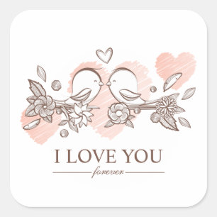 Adorable Lovebirds In Love Valentine Sticker Seal