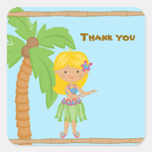 Adorable Luau Girl Personalised Sticker