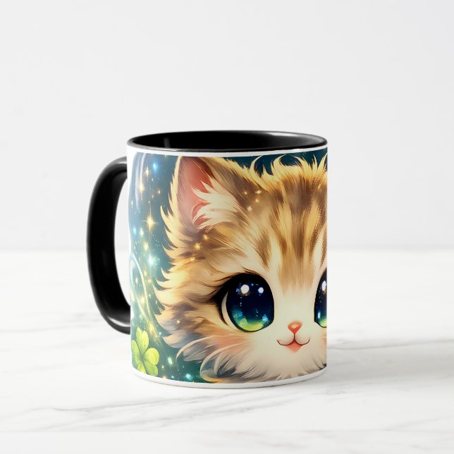 Adorable Magical Cat Mug & Pillow – Cute Fantasy  (Front Left)