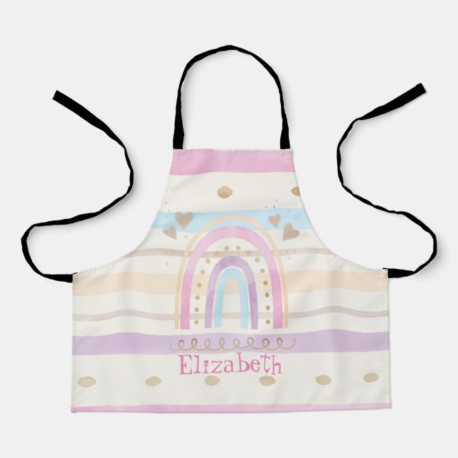 Adorable Magical Colourful Rainbow Striped Apron (Front)