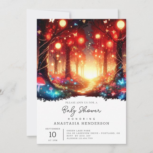 Adorable Magical Enchanted Forest Baby Shower Invitation (Front)