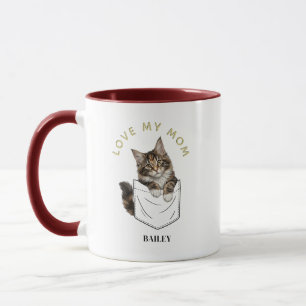 Adorable Maine Coon Cat in Pocket Name Mug