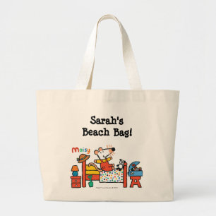Adorable Maisy in Red Overalls Large Tote Bag