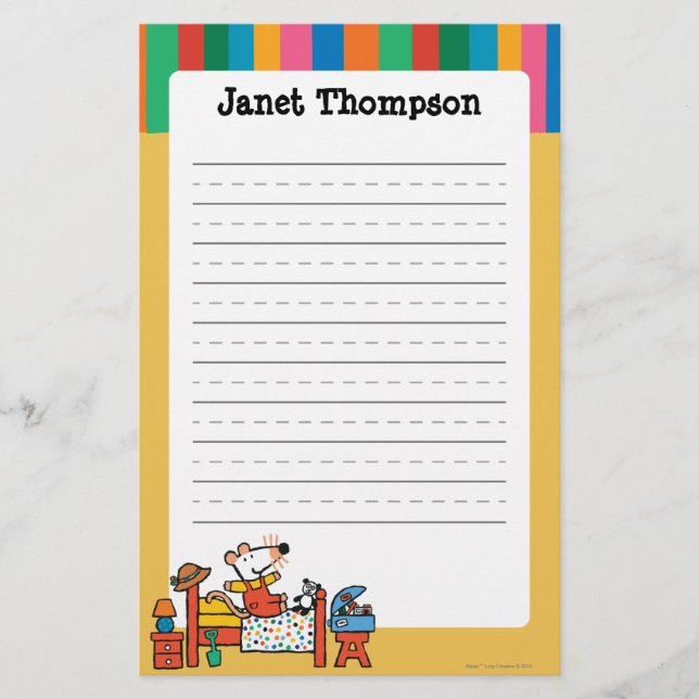 Adorable Maisy in Red Overalls Stationery (Front)