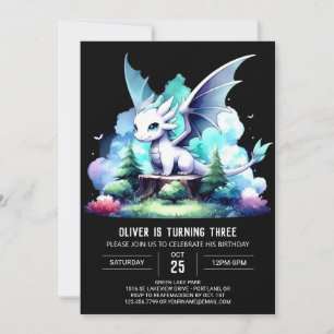 Adorable Majestic Dragon Birthday Invitation