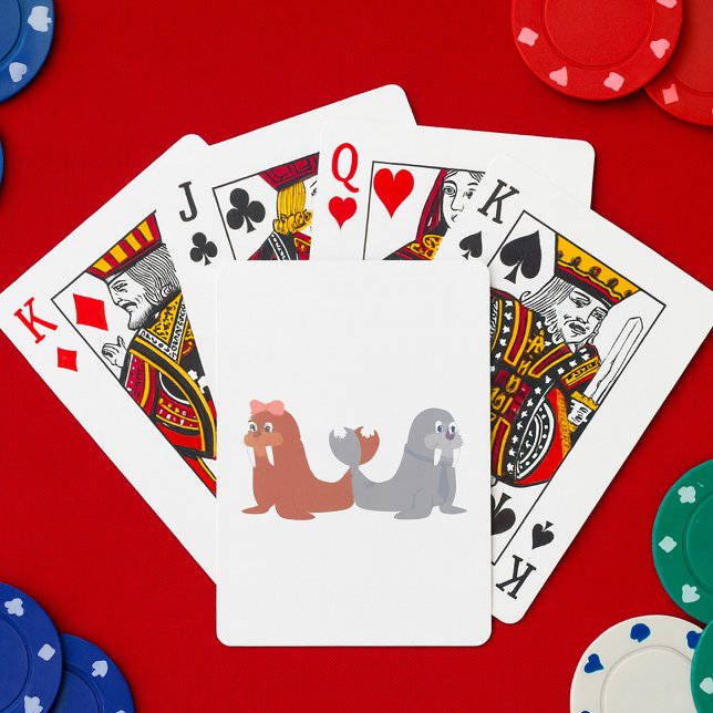 Adorable Male and Female Walruses Playing Cards (Creator Uploaded)