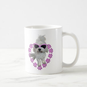 Adorable Maltese Dog with Pink Sunglasses Coffee Mug