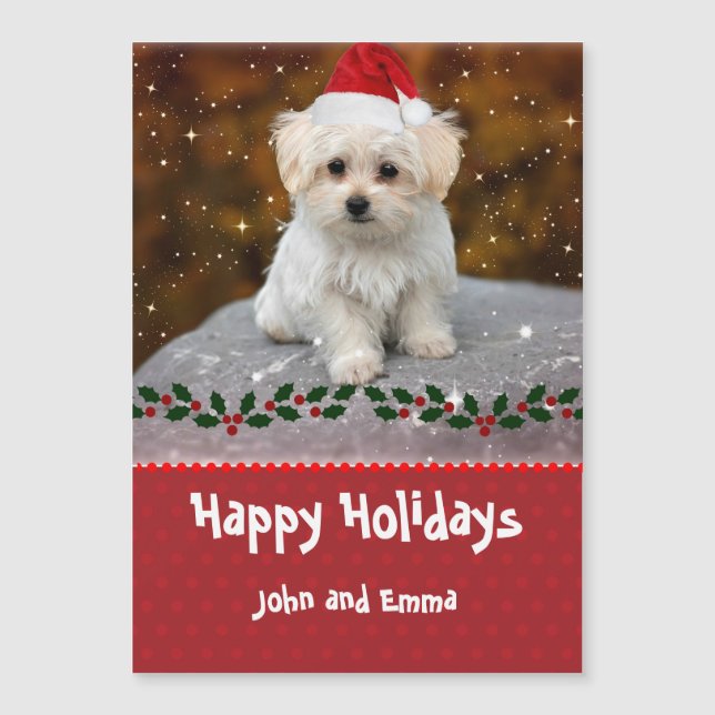Adorable Maltese Puppy Christmas Template (Front)