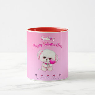 Adorable Maltese Puppy Happy Valentine's Day     Mug