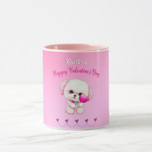 Adorable Maltese Puppy Happy Valentine's Day   Mug