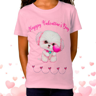 Adorable Maltese Puppy Happy Valentine's Day T-Shirt