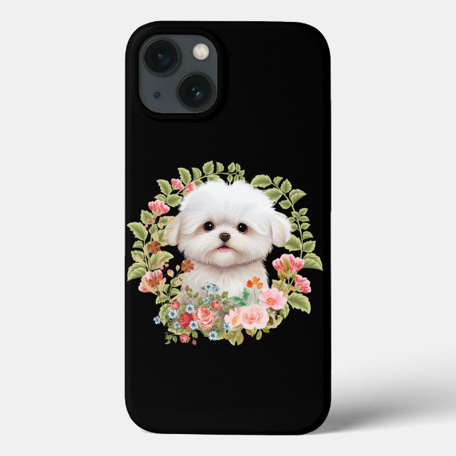 Adorable Maltese Puppy in Bloom, Maltese Dog lover Case-Mate iPhone Case (Back)