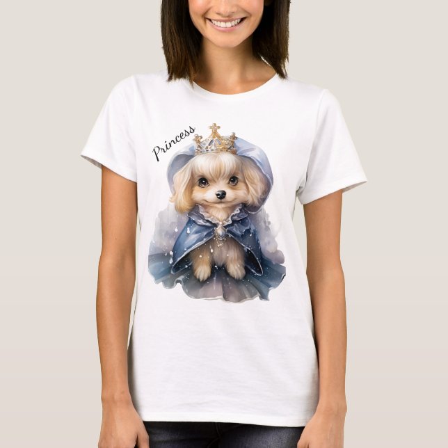 ADORABLE MALTESE PUPPY IN BLUE REGAL ROBES T-Shirt (Front)