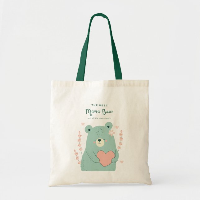Adorable Mama Bear Heart Tote Bag (Front)