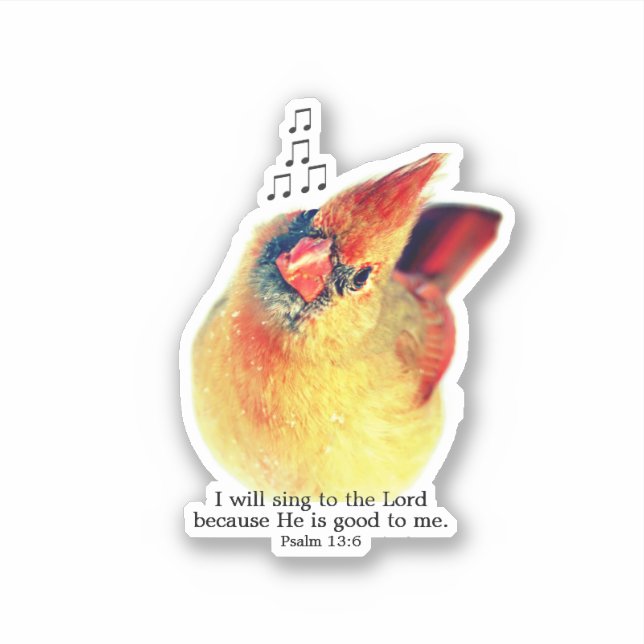Adorable Mama Cardinal Singing Praises Bible Verse (Front)