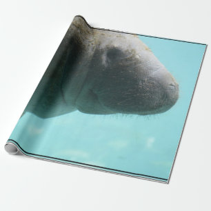 Adorable Manatee Swimming Wrapping Paper