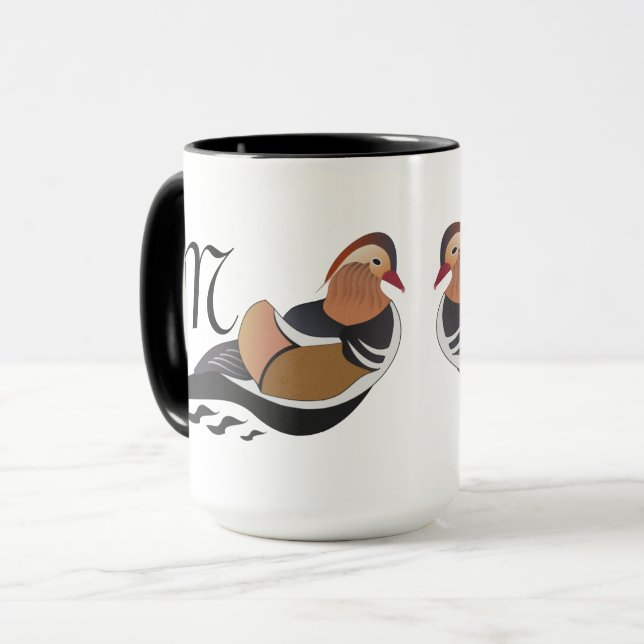 Adorable Mandarin Duck Swimming Cartoon Mug (Front Left)