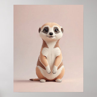 Adorable Meerkat - Cute Safari Animal Nursery Wall Poster
