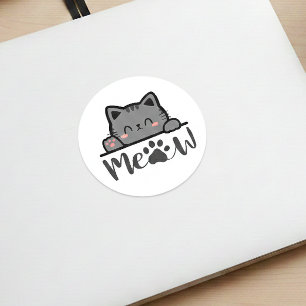 Adorable Meow Cute Cat Sticker Square Kitty Design