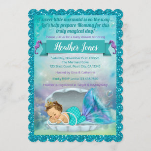 Adorable Mermaid Baby Shower Invitations 130 Light