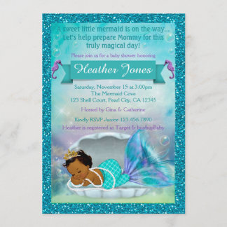 Adorable Mermaid Baby Shower Invitations #135 DARK
