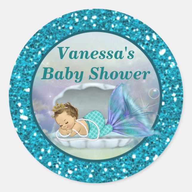 Adorable Mermaid Baby Shower sticker stickers #130 (Front)