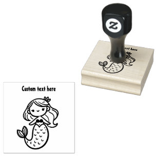 Adorable Mermaid Rubber Stamp