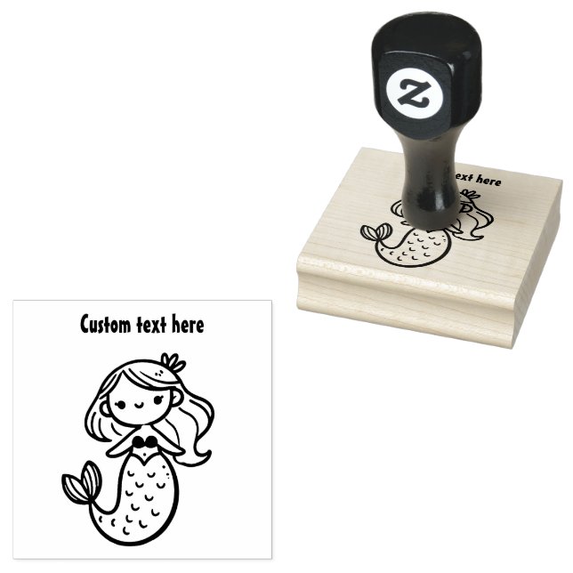 Adorable Mermaid  Rubber Stamp (Stamped)