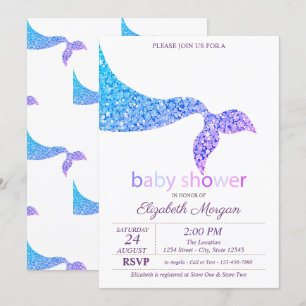 Adorable Mermaid Tail Baby Shower  Invitation