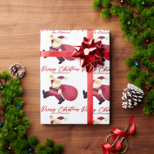 Adorable Merry Christmas Santa Wrapping Paper