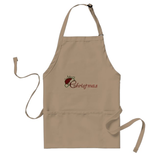 **ADORABLE MERRY CHRISTMAS W/ SANTA HAT** STANDARD APRON (Front)