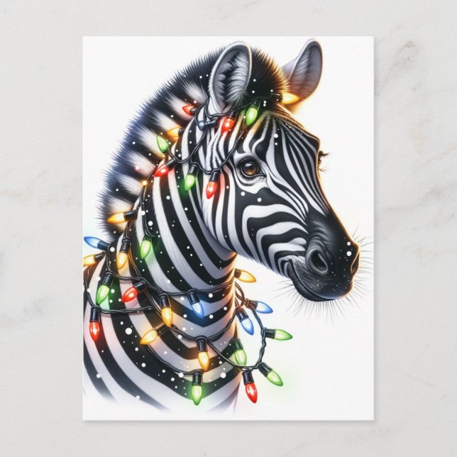 Adorable Merry Christmas Zebra Postcard (Front)
