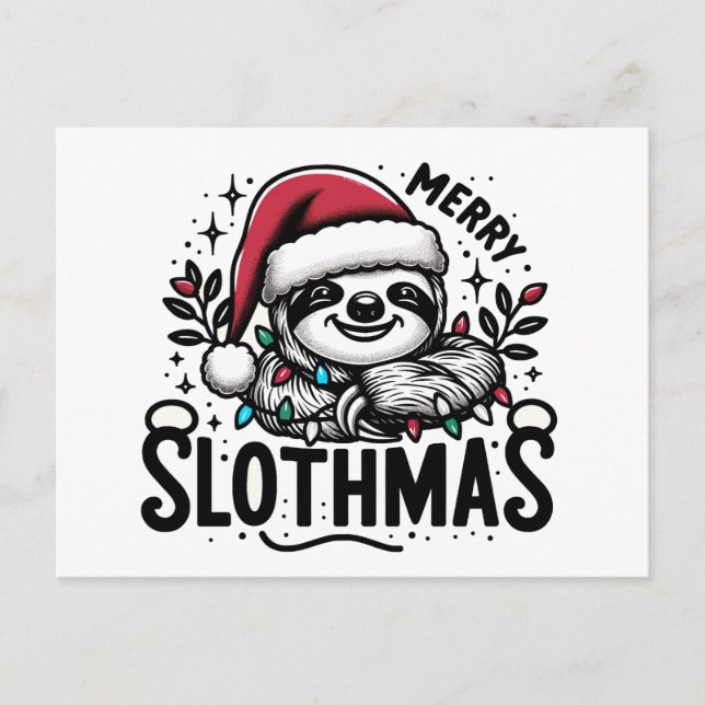 Adorable Merry Slothmas Postcard (Front)