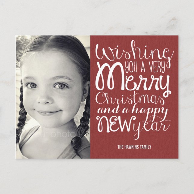 Adorable Message Christmas Photo Card Postcard (Front)