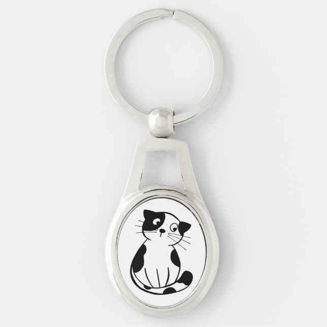 Adorable Metal Keychain with Cute Cat Mark Design (Front)