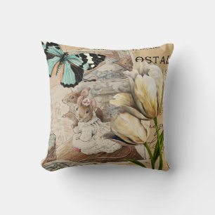 Adorable Mice, farmhouse, floral kids and nursery Cushion