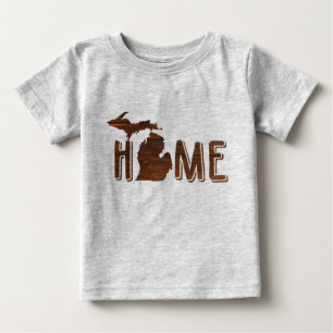 Adorable Michigan is Home   Wood Silhouette   Cute Baby T-Shirt