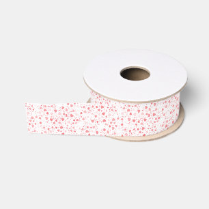 Adorable Mini Heart Pattern Pastel Pink/White Grosgrain Ribbon