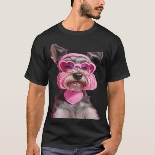 Adorable Miniature Schnauzer, Pink Sunglasses T-Shirt