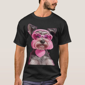 Adorable Miniature Schnauzer, Pink Sunglasses T-Shirt