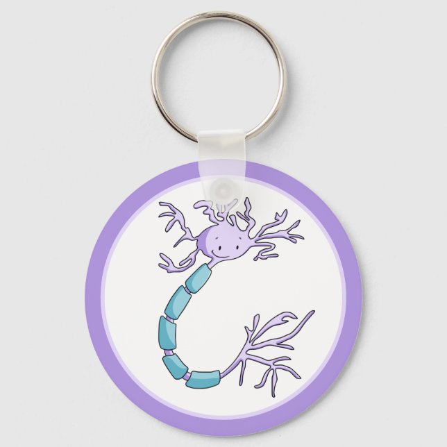 Adorable Minimalist Purple Neuron Cell Illustrated Key Ring (Front)